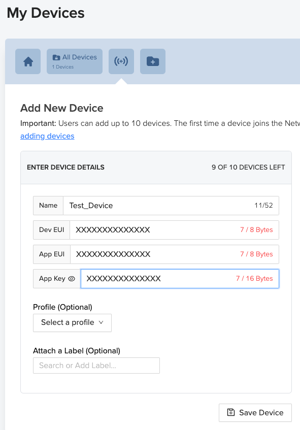 Add device in helium console